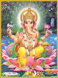 インドの神様 ガネーシャ神お守りカード×1枚[028]India God【Ganesa】Small Card (Charm)【富】【商業】【学問】【繁栄】【成功】【群衆の長】
