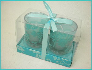 ブージー・ヴェール -bougie verre-フェルトコレクショングラスキャンドルMサイズ2Pセット(1個490円!)ローズの香り☆ブルーおしゃれなフェルト地をあしらったグラスアロマキャンドル♪大切な