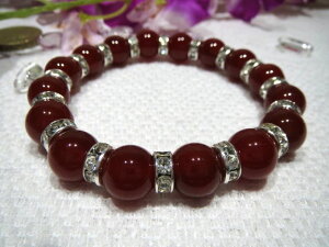 �V�R�΃p���[�X�g�[���J�[�l���A��10mm��u���X���b�gPower/GemStoneCarnelian 10mm Beads×Silver-Rondel 8mmMIX Bracelet�y�Ֆڐ΁z�y�Ƃ�߂����z�y���@�́z�y���f�́z�y���^�z�y�K�^�z�y�́z�y���́z�y�j