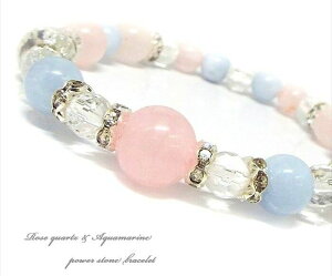 �V�R�΃p���[�X�g�[�����[�Y�N�H�[�c×�A�N�A�}�����u���X���b�gPower/GemStoneRose Quartz × Aquamarine×Cut CrystalMIX Bracelet�y�g�Ήp�z�y�K�N�����z�y�Β��΁z�y�����΁z�y���ʁz�y���z�y�������A�z
