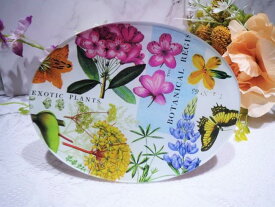 ミッシェルデザインワークス社製ガラス製 ソープディッシュ※ジュエリーディッシュ図柄/描写：ボタニカMichel Design WorksGlass Soap Dish※Jewelry DishPattern/Image：BOTANICA