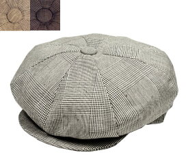 ニューヨークハット New York Hat #6282 PLAIDLINEN NEWSBOY プレイドリネンニュースボーイ キャスケット　Grey Brown Tan 紳士 婦人 メンズ レディース 男女兼用