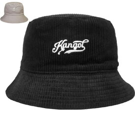 カンゴール KANGOL Vintage Script Logo Bucket BLACK TAUPE コーデュロイ ストリート 紫外線予防 バケットハット メンズ レディース　男女兼用　あす楽