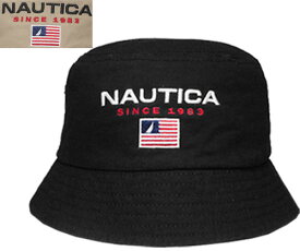 NAUTICA ノーティカ NT065 SORTY LOGO EMB BUCKE HAT BLACK BEIGE サハリハット ストリート メンズ レディース 男女兼用