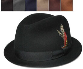 ニューヨークハット New York Hat 5325 Pinched Stingy Fedora (LITE FELT STINGY) スティンジー フェドラ ブラック　 グレー ブラウン ネイビー アーモンド バーガンディー 中折れ メンズ レディース ツバ短