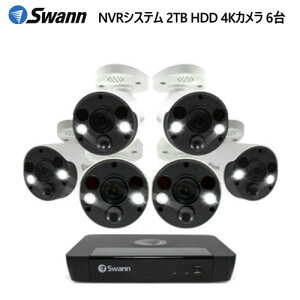 202112Swann NVRシステム 2TB HDD4Kカメラ 6台セット 8チャンネル警告ライト搭載防犯カメラ スマートセキュリティシステムカメラ 監視 盗難 不審者 動体検知セキュリティ ネットワーク警告音搭載