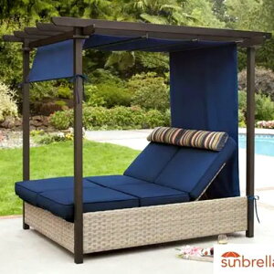 *【配送制限あり】202509屋外用 リクライニング デイベッドParadise Retreat Day Bed and PergolaParadise Retreat 2 Seater Woven Lounger With Pergola & CanopyPARADISE RETREAT BEDガーデンチェア オープンテラス ガーデンソ