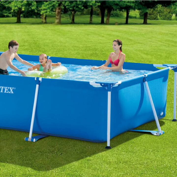 新品】インテックス 3x2mカバー付きプールINTEX フレームプール 