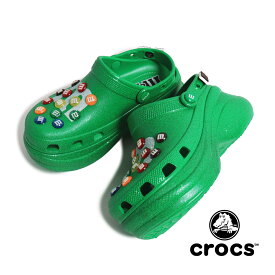 【15時までのご注文で即日発送！！】crocs クロックス 厚底 M&MS CROCS CROG BAE エムアンドエムズ ベイ クロッグ サンダル GREEN GLITTER ( 緑 グリーン レディース ウィメンズ コラボ 212260-997 )