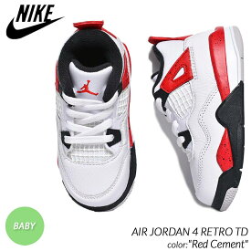 NIKE AIR JORDAN 4 RETRO TD "Red Cement" ナイキ エア ジョーダン ベビー スニーカー ( 白 赤 レッド BABY キッズ 子供 fire red ファイアレッド オリジナル og KIDS BQ7670-161 )