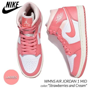 y15܂ł̂őIIzNIKE WMNS AIR JORDAN 1 MID "Strawberries and Cream" iCL EBY GAW[_ ~bh Xj[J[ ( fB[X sN  Xgx[ BQ6472-186 )