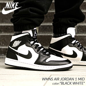 y15܂ł̂őIIzNIKE WMNS AIR JORDAN 1 MID "BLACK WHITE" iCL EBY GA W[_ 1 ~bh Xj[J[ (  ubN  zCg panda p_ Y DV0991-101 )