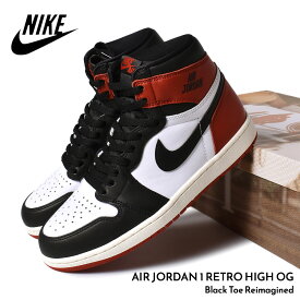 【お買い物マラソン限定クーポン配布中！！】NIKE ナイキ エア ジョーダン レトロ ハイ スニーカー AIR JORDAN 1 RETRO HIGH OG "Black Toe Reimagined" ( つま黒 赤 AJ1 メンズ DZ5485-106 )