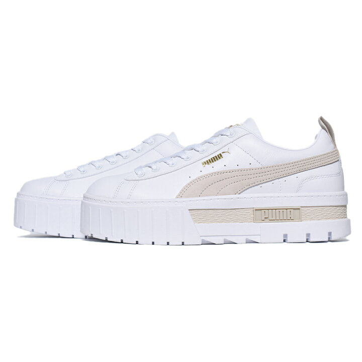 楽天市場 Puma W Mayze Lth White Beige プーマ ウィメンズ メイズ レザー レディース スニーカー 白 ホワイト ベージュ 厚底 3819 02 Precious Place