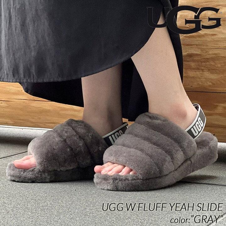 UGG ファー サンダル グレー 厚底 - サンダル 