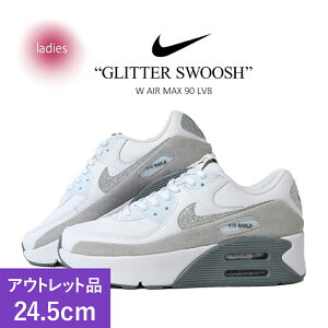 �y��A�����A�E�g���b�g�i�z �� 24.5cm / �������΂݂��� �� NIKE �i�C�L �E�B�����Y �G�A�}�b�N�X �X�j�[�J�[ W AIR MAX 90 LV8 GLITTER SWOOSH ( �� �z���C�g �O���b�^�[ ���� ���f�B�[�X HQ3456-191 )