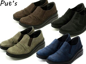 put's プッツ 靴 スリッポン レディース 厚底 レザー 本革 歩きやすい 疲れない 痛くない 外反母趾 幅広 ワイズ3e 日本製 8303