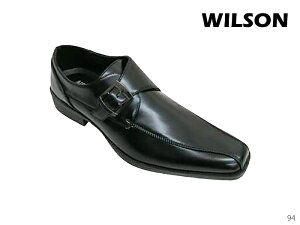 Wilson ウィルソン 94 モンクストラップ メンズ ビジネスシューズ 紳士靴 ローファー 黒 ブラック ソフト合皮 靴