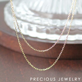 ネックレス レディース チェーン ゴールド 二連 金属アレルギー ニッケルフリー イエローゴールド ピンクゴールド　華奢 シンプル ギフト 地金のみ プレゼント
