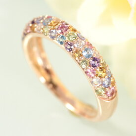 リング 指輪 ピンクゴールド レディース パヴェ アミュレット k10 10k 10金 天然石 カラーストーン パステルカラー マルチカラー ピンクトルマリン アメジスト シトリン トパーズ ペリドット 6号〜14号