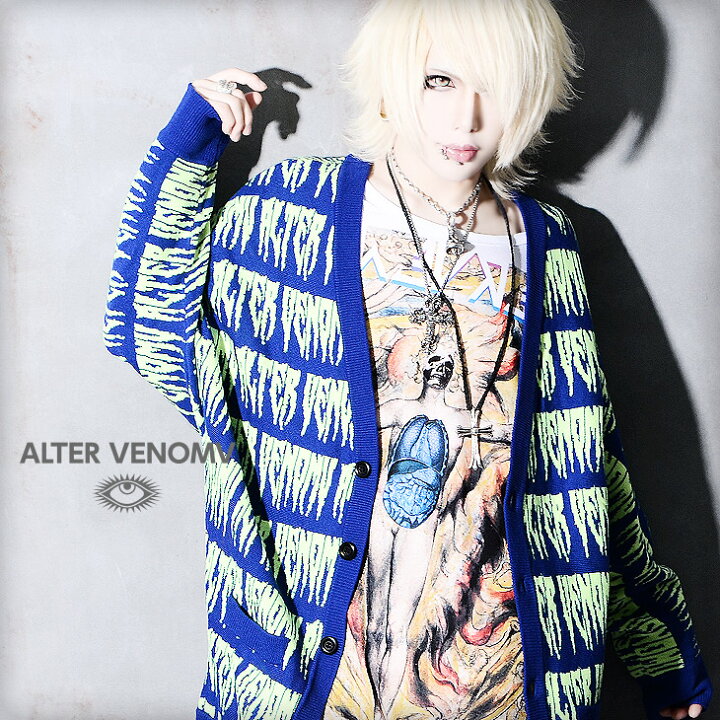 楽天市場 V系 ファッション メンズ カーディガン 総柄 ニット カーデ ロング丈ニット パステルカラー ヴィジュアル系 ビジュアル系 ロック Rock パンク ロックファッション 原宿系 派手 個性的 個性派 レディース 春 春服 オルターベノム Altervenomv Oz オズ Ozオズ