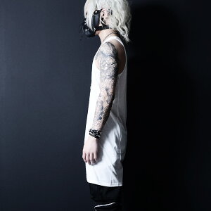 【minority】SolidLongTanktopタンクトップメンズロックタンクトップV系ファッション夏ヴィジュアル系ファッションノースリーブモード系メンズタンクトップレイヤードカットオフロングタンク重ね着インナーブランドパンクファッション個性的