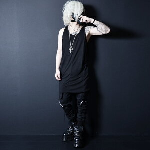 【minority】SolidLongTanktopタンクトップメンズロックタンクトップV系ファッション夏ヴィジュアル系ファッションノースリーブモード系メンズタンクトップレイヤードカットオフロングタンク重ね着インナーブランドパンクファッション個性的