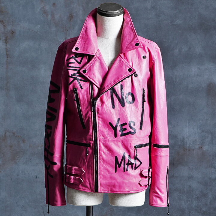 楽天市場 ライダースジャケット V系 ヴィジュアル系 ファッション メンズ アウター ロック パンク ファッション 派手 個性的 本革 革ジャン ブランド レザージャケット ダブルライダース ジャケット ピンク Alter Venomv オルターベノム Ozオズ