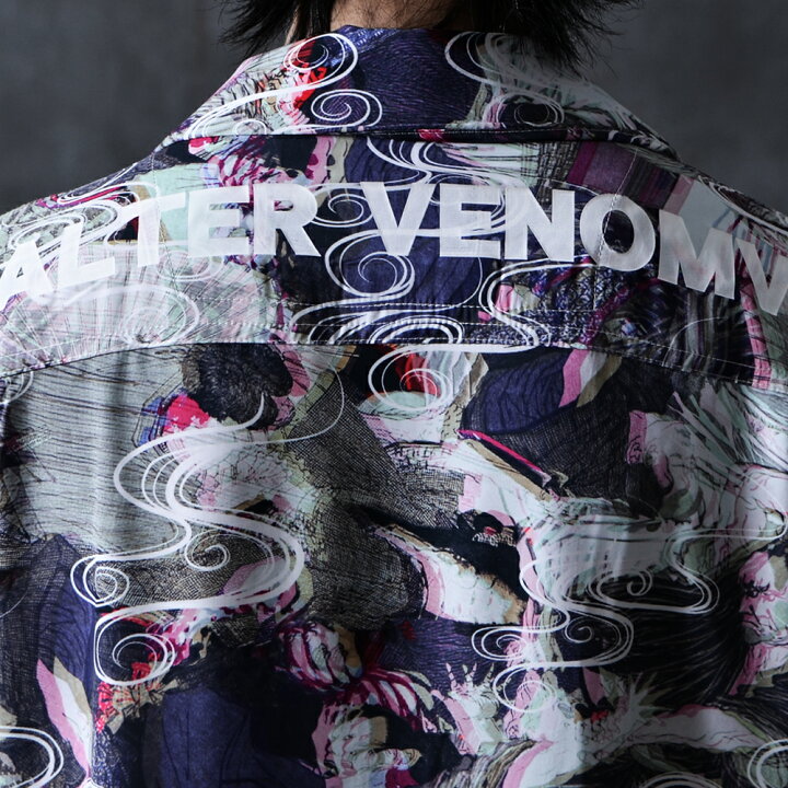 楽天市場 シャツ メンズ オープンカラーシャツ V系 ヴィジュアル系 ファッション メンズ ブランド 開襟シャツ 長袖シャツ ブランド 和柄 和風 服 個性的 長袖シャツ 派手 パンク ロック サイバーパンク オシャレ モード系 原宿系 オルターベノム Alter Venomv Ozオズ