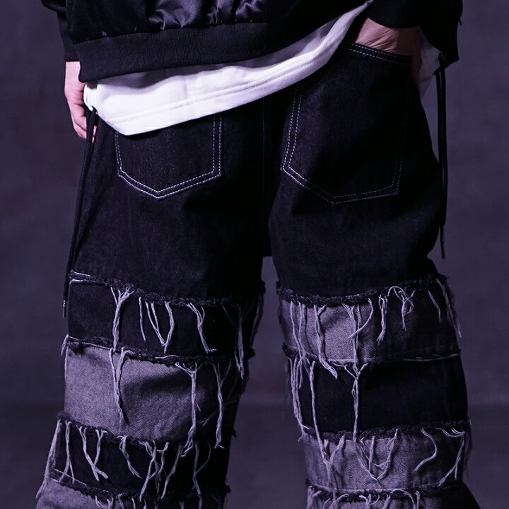 楽天市場】【送料無料】デニムパンツ ワイドパンツ ダメージパンツ V系  