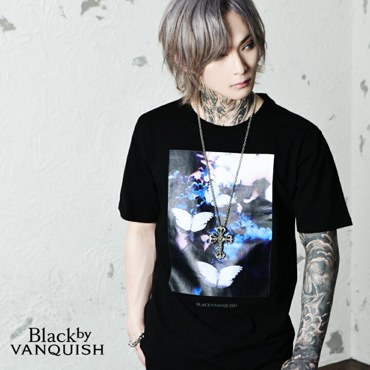 楽天市場 Tシャツ メンズ V系 ファッション ヴィジュアル系 ブランド パンク ロック ファッション 黒 ブラック フォト プリント カットソー オシャレ 白 黒 クルーネック モード系 ホスト 原宿系 ブラックバイヴァンキッシュ Black By Vanquish Ozオズ