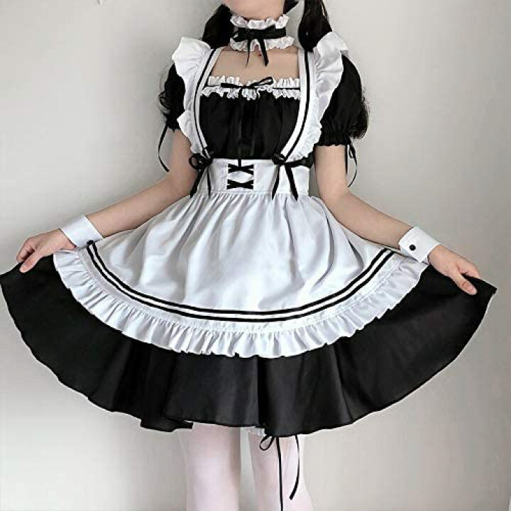 楽天市場 メイド服 ワンピース 演出服 蝶結ぶ エプロン カチューシャ ニーハイソックス 高級 本格志向 メイド 服 ゴスロリ 萌え コスプレ ロリータ コスチューム 学園祭 メイド喫茶店 かわいい Pregaloshop