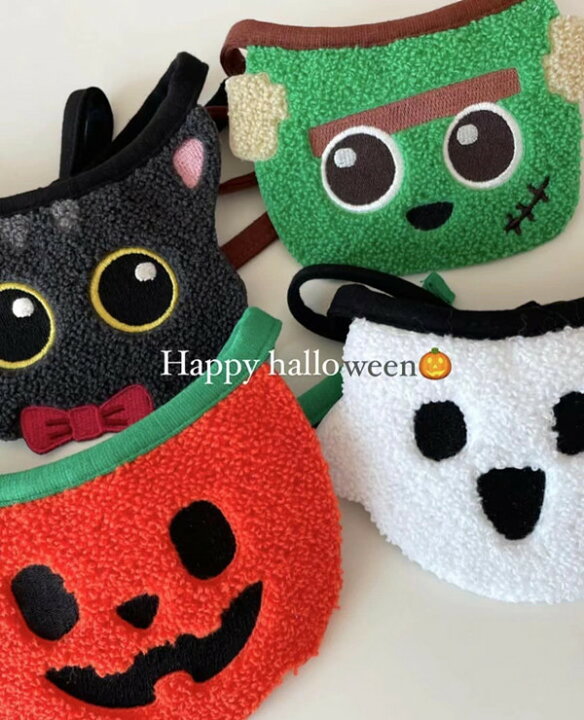 楽天市場】ペット用 よだれかけ ハロウィン ゾンビ カボチャ 黒猫 幽霊  