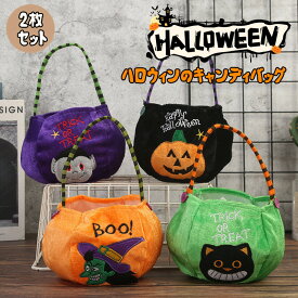 2枚セット キャンディーバッグ 魔女 ハロウィングッズ 雑貨 かぼちゃ 子供用 キッズ用 不織布 ホームパーティー お菓子入れ 袋 バッグ ハロウィンバッグ シンプル ハロウィーン ハロウィン 手提げバッグ パンプキンバッグ ギフトバッグ コスプレ コスチューム お化け