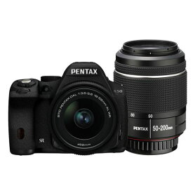 【中古】【1年保証】【美品】PENTAX K-50 DAL 18-55mm WR DAL 50-200mm WR ブラック