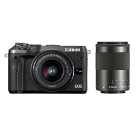 【中古】【1年保証】【美品】Canon EOS M6 ダブルズームキット 15-45mm IS STM + 55-200mm IS STM ブラック