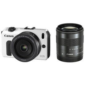 【中古】【1年保証】【美品】Canon EOS M 18-55mm IS STM + 22mm STM ホワイト