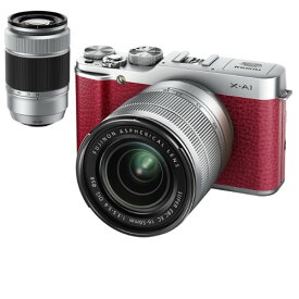 【中古】【1年保証】【美品】FUJIFILM X-A1 16-50mm / 50-230mm ダブルズームレンズキット レッド