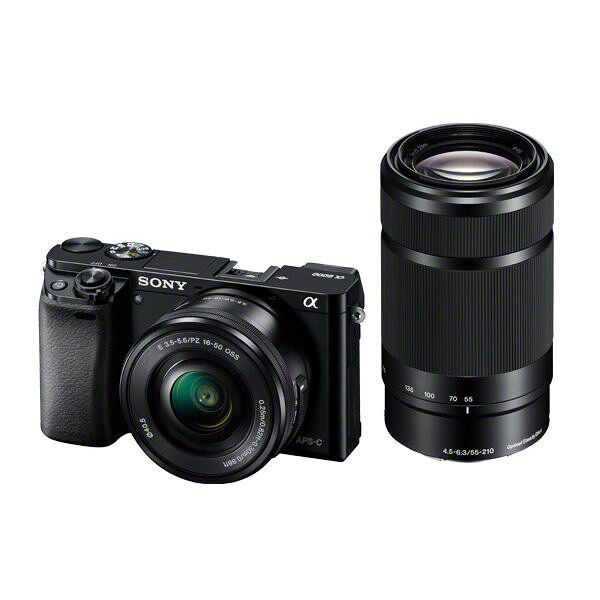 【中古】【１年保証】【美品】SONY α6000 ダブルズームキット PZ 16-50mm ＋ 55-210mm ブラック [ILCE-6000Y]