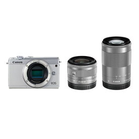 【中古】【1年保証】【美品】Canon EOS M100 ダブルズームキット 15-45mm IS STM + 55-200mm IS STM ホワイト