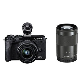 【中古】【1年保証】【美品】Canon EOS M6 Mark II ダブルズーム EVFキット ブラック