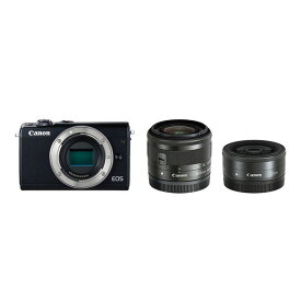 【中古】【1年保証】【美品】Canon EOS M100 ダブルレンズキット 15-45mm IS STM + 22mm F2 STM ブラック