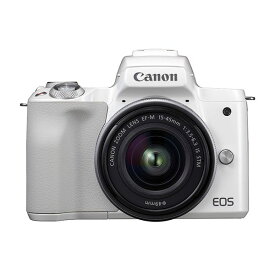 【中古】【1年保証】【美品】Canon EOS Kiss M レンズキット 15-45mm IS STM ホワイト