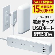 【期間限定15%OFF!!】 fitta 電源タップ USB モデル 最大30W Type-C Type-A 壁に溶け込む コンセントカバ…