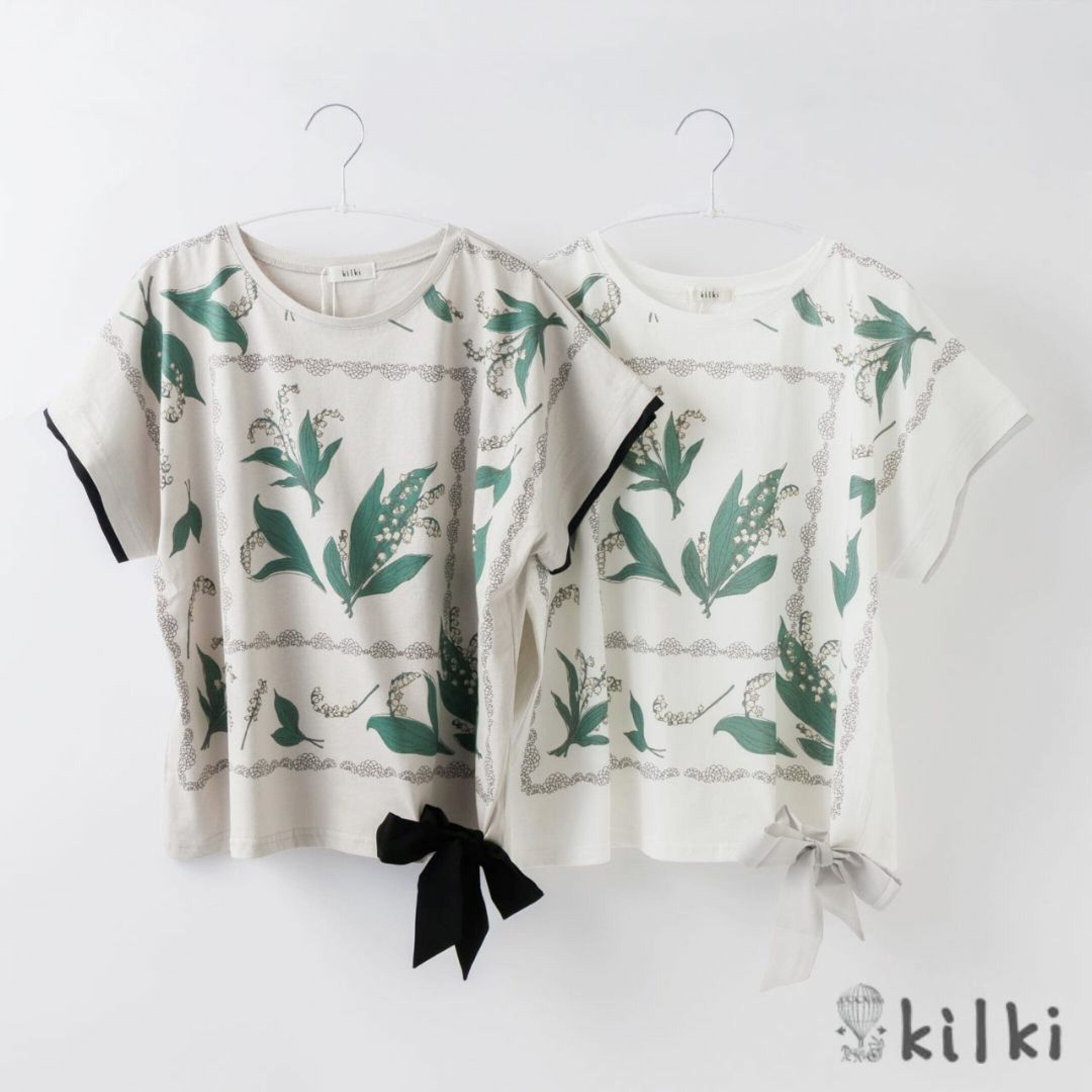 ファッションブランド「KILKI（キルキー）」の2026ss特集。3つ目はリボンＴシャツ。裾にあしらわれたリボンは、なんと取り外し可能！そのままラフに着こなしても、リボンを絞って大人フェミニンにも。1枚で2つの着こなしができるおすすめアイテム。