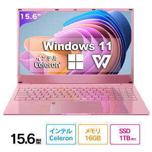 m[gp\R ViOfficet Win11 SҌ ݒ p\R Windows11 Pro m[gPC 15.6 ^ \16GB SSD 512GB ` CeCeleron 5095A 10L[t WebJ zoom wF {L[
