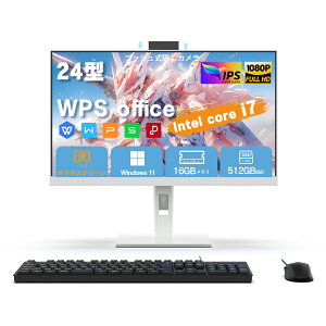 ��̌^PC 24�^ �^�b�`�p�l�� Core i7 16GB 512GB SSD Windows11 �t��HD IPS�t�� �I�[���C������PC �ݑ�Ζ� Web�J���� ��̌^�p�\�R��