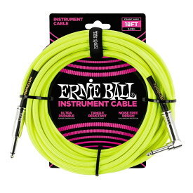ERNIE BALL Braided Instrument Cable 18ft S/L (Neon Yellow) [#6085] (新品)