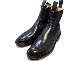 トリッカーズ サイドゴア ウィングチップ ブラックボックスカーフ レディース ブーツ サイドゴアブーツ Tricker's L2754 Henry Elastic Brogue Boot Black Box Calf