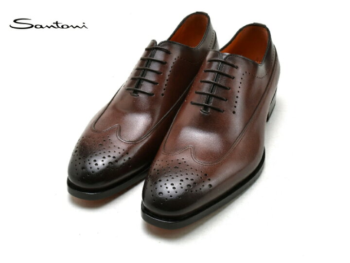 楽天市場】サントーニ Santoni ウィングチップ ブラウン 16477 メンズ 